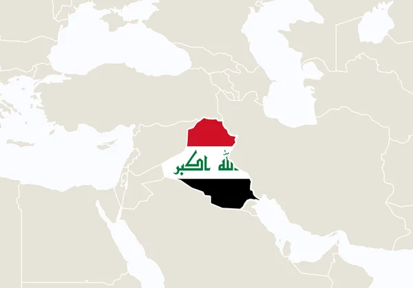 Asia con el mapa resaltado de Irak . — Vector de stock