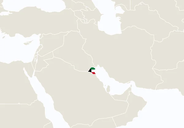 Asia con el mapa destacado de Kuwait . — Archivo Imágenes Vectoriales