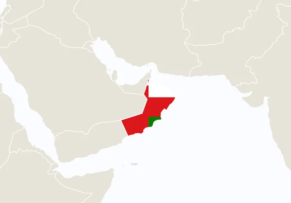 Asia con resaltado Omán mapa . — Archivo Imágenes Vectoriales