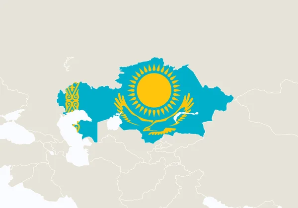 強調表示されたカザフスタン地図アジア. — ストックベクタ