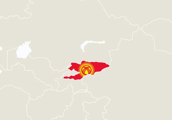 Ásia com destaque Quirguistão mapa . —  Vetores de Stock