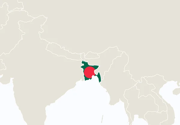 Ασία με επισημασμένο Μπαγκλαντές χάρτη. — Διανυσματικό Αρχείο