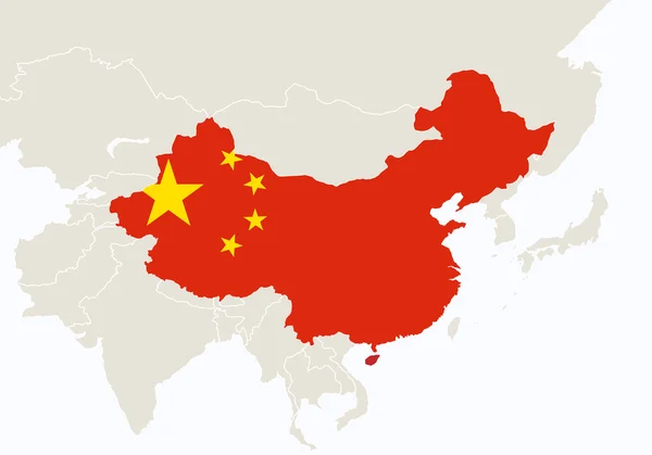 Ásia com destaque China mapa . — Vetor de Stock