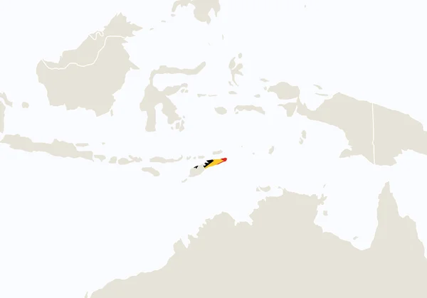 Azië met gemarkeerde Oost-Timor-kaart. — Stockvector