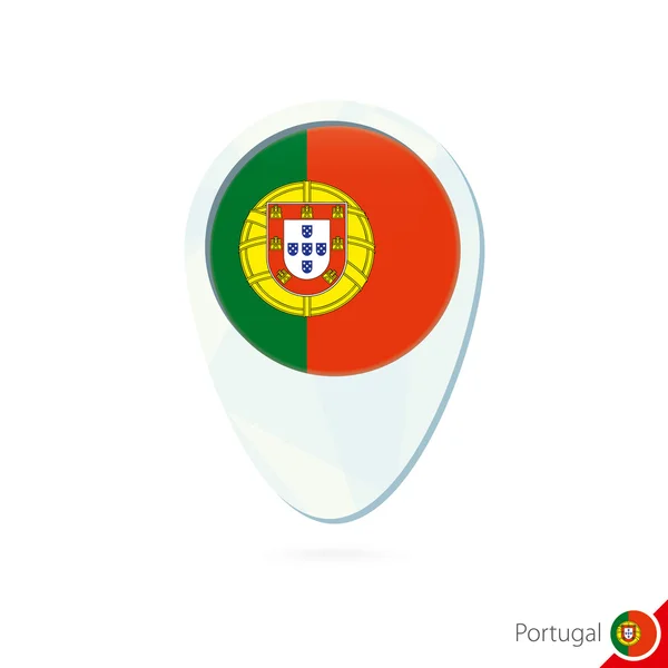 Bandera de Portugal ubicación mapa pin icono sobre fondo blanco . — Vector de stock