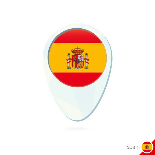흰색 배경에서 스페인 깃발 위치 지도 핀 아이콘. — 스톡 벡터