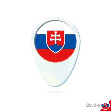 Slovakya bayrağı konumu harita PIN simgesi beyaz arka plan üzerinde.