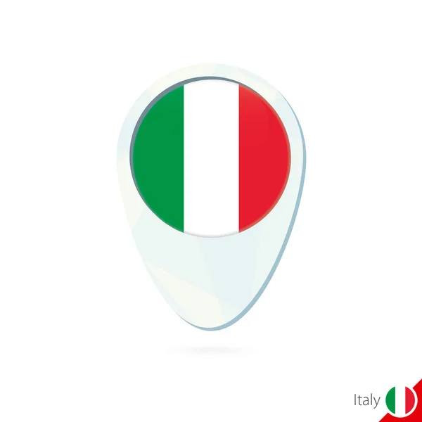 Bandera de Italia ubicación mapa pin icono sobre fondo blanco . — Vector de stock