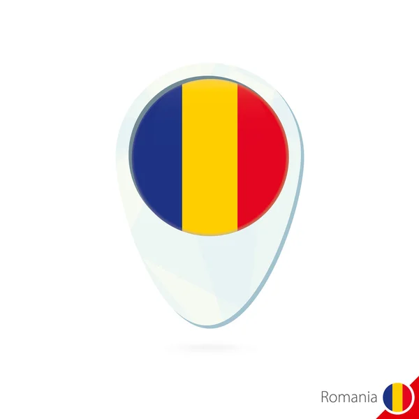 Rumania bandera mapa ubicación pin icono sobre fondo blanco . — Archivo Imágenes Vectoriales