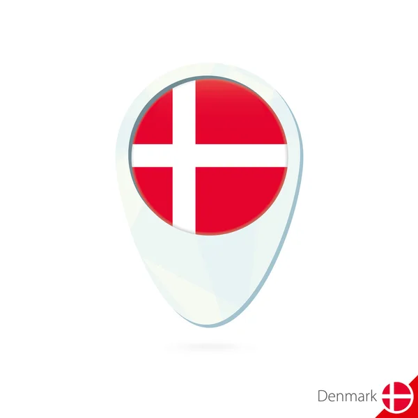 Dánsko pin ikonu mapy umístění vlajky na bílém pozadí. — Stockový vektor
