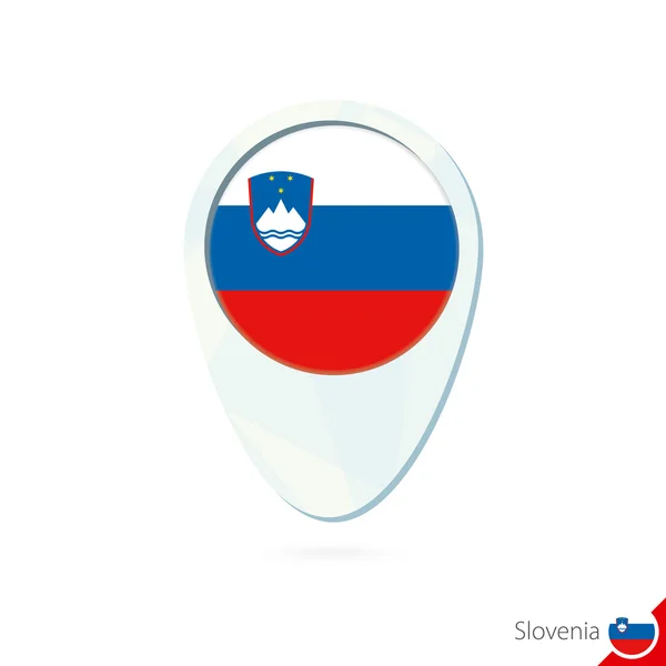 Bandera de Eslovenia ubicación mapa pin icono sobre fondo blanco . — Archivo Imágenes Vectoriales