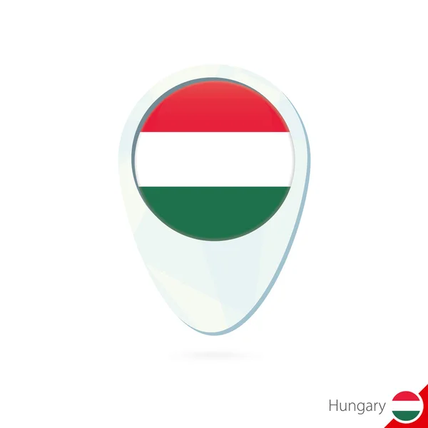 Maďarsko pin ikonu mapy umístění vlajky na bílém pozadí. — Stockový vektor