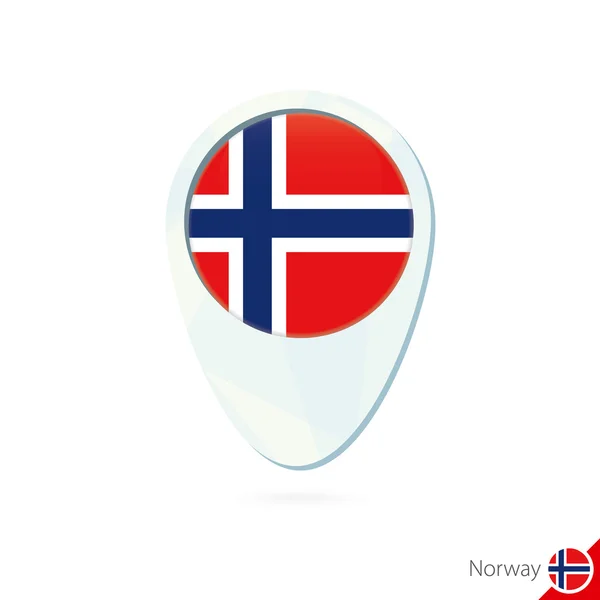 Bandera de Noruega ubicación mapa pin icono sobre fondo blanco . — Archivo Imágenes Vectoriales