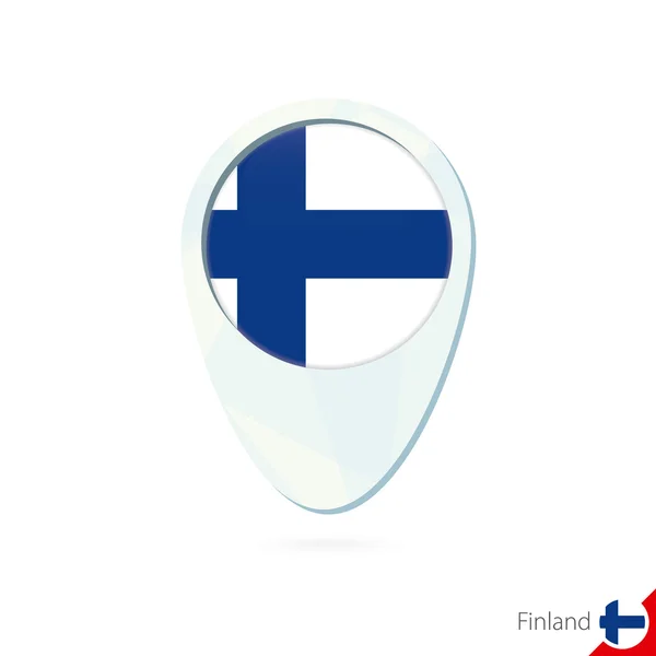 Bandera de Finlandia ubicación mapa pin icono sobre fondo blanco . — Vector de stock