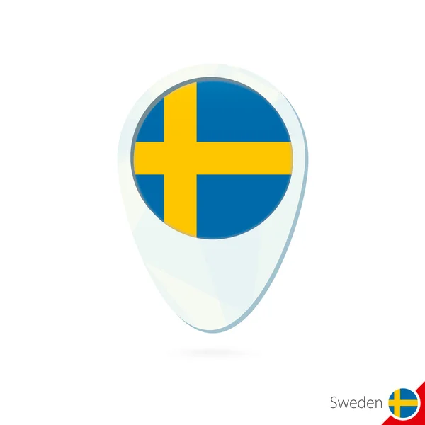 Schwedische Flagge Standort Karte Pin-Symbol auf weißem Hintergrund. — Stockvektor