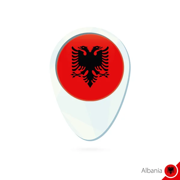 Albanië locatie kaart pin vlagpictogram op witte achtergrond. — Stockvector