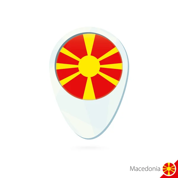 Macedonia bandera mapa ubicación pin icono sobre fondo blanco . — Archivo Imágenes Vectoriales