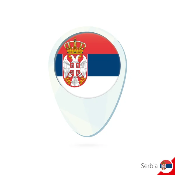 Serbia flag location map pin icon on white background. — Stock Vector