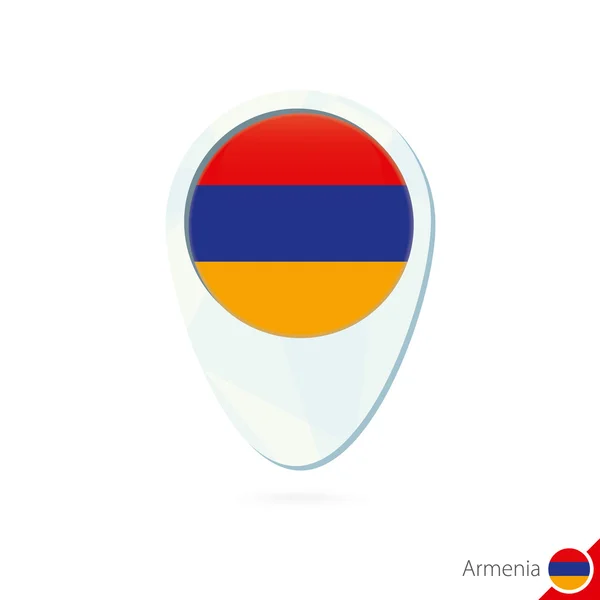 Armenia bandera mapa ubicación pin icono sobre fondo blanco . — Vector de stock