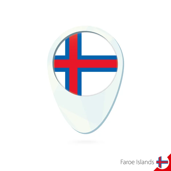 Faerské ostrovy vlajka ikonu připínáčku mapa umístění na bílém pozadí. — Stockový vektor