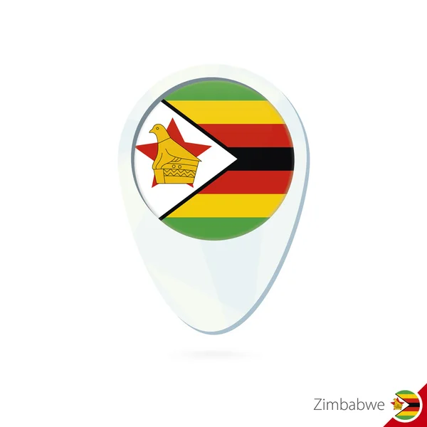 Zimbabue bandera mapa ubicación pin icono sobre fondo blanco . — Vector de stock