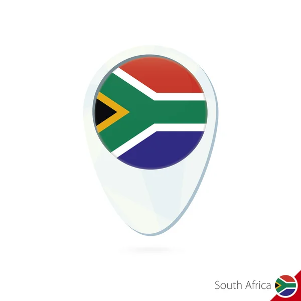 Bandera de Sudáfrica ubicación mapa pin icono sobre fondo blanco . — Archivo Imágenes Vectoriales