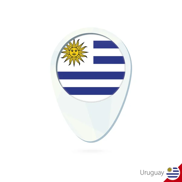 Уругвай прапор розташування карту шпилькою, розташованої на білому тлі. — стоковий вектор