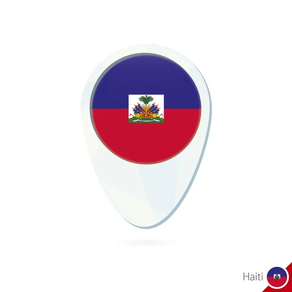 白色背景上的海地国旗位置地图图钉图标. — 图库矢量图片