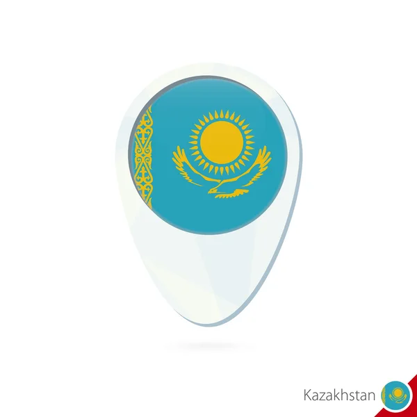 Kazachstán pin ikonu mapy umístění vlajky na bílém pozadí. — Stockový vektor