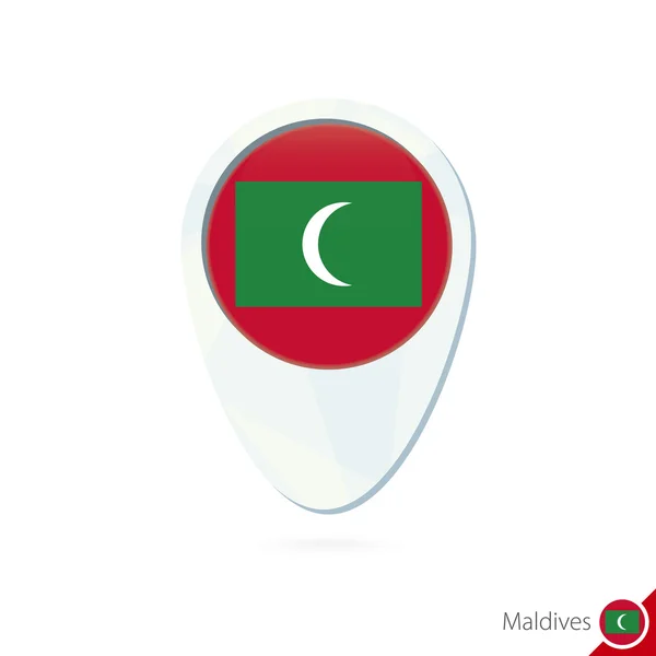 Bandera de Maldivas ubicación mapa pin icono sobre fondo blanco . — Vector de stock
