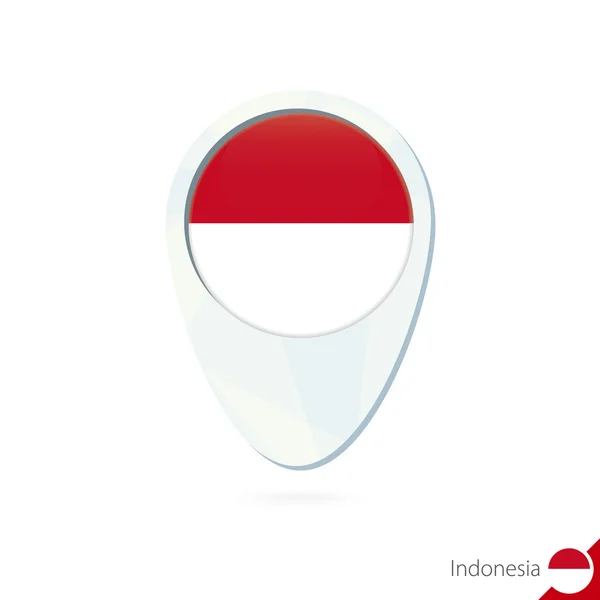 Ινδονησία τοποθεσία χάρτη pin εικονίδιο με τη σημαία σε λευκό φόντο. — Διανυσματικό Αρχείο
