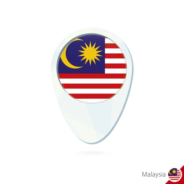 Malaysia flag location map pin icon on white background. — Stock Vector