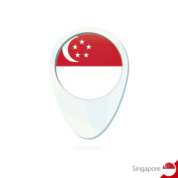 Bandera de Singapur ubicación mapa pin icono sobre fondo blanco . — Vector de stock