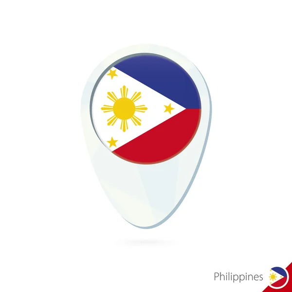 Φιλιππίνες σημαία τοποθεσία χάρτη εικονίδιο καρφίτσα σε άσπρο φόντο. — Διανυσματικό Αρχείο