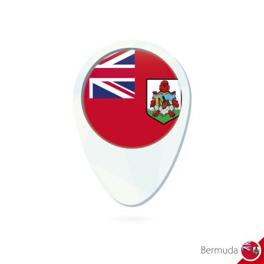 Bermuda bayrak konumu harita PIN simgesi beyaz arka plan üzerinde.