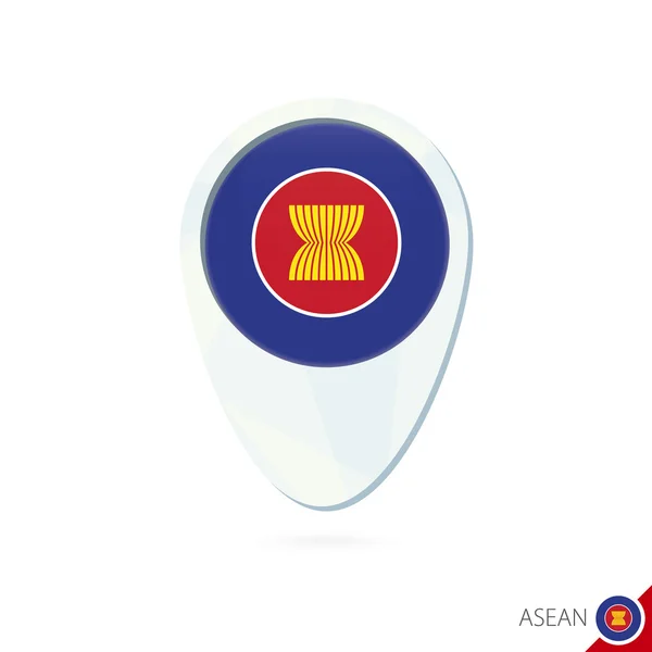 Mapa de ubicación de la bandera de la ASEAN icono de pin sobre fondo blanco . — Vector de stock