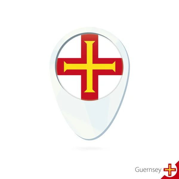 Guernesey drapeau carte localisation broche icône sur fond blanc . — Image vectorielle
