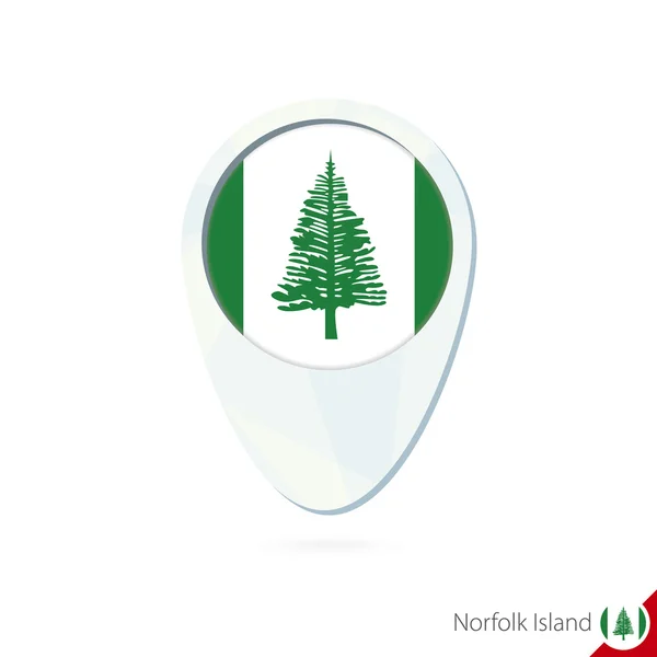 Mappa della posizione della bandiera di Norfolk Island icona del perno su sfondo bianco . — Vettoriale Stock