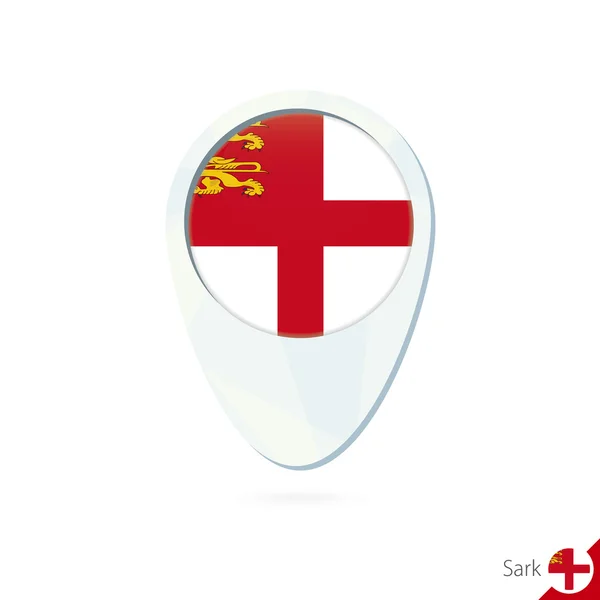 Icône de carte de localisation du drapeau Sark sur fond blanc . — Image vectorielle