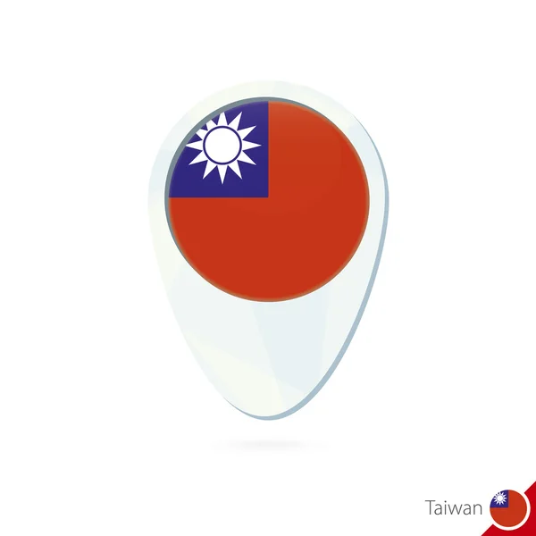 Тайванський прапор розташування карту шпилькою, розташованої на білому тлі. — стоковий вектор