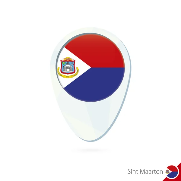 Sint Maarten locatie kaart pin vlagpictogram op witte achtergrond. — Stockvector