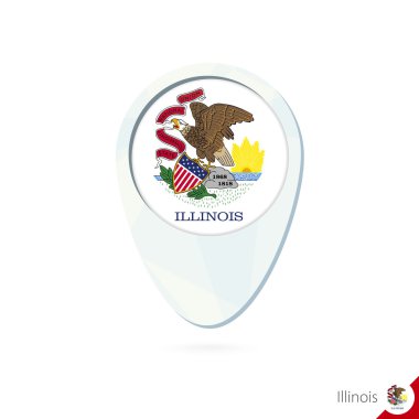 ABD devlet Illinois bayrak konumu harita PIN simgesi beyaz arka plan üzerinde.