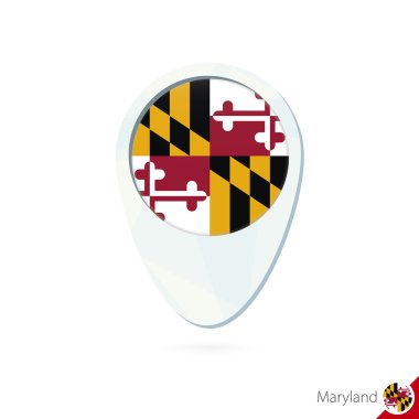 ABD devlet Maryland bayrak konumu harita PIN simgesi beyaz arka plan üzerinde.
