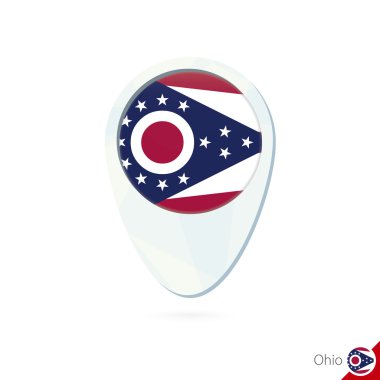 ABD devlet Ohio bayrak konumu harita PIN simgesi beyaz arka plan üzerinde.
