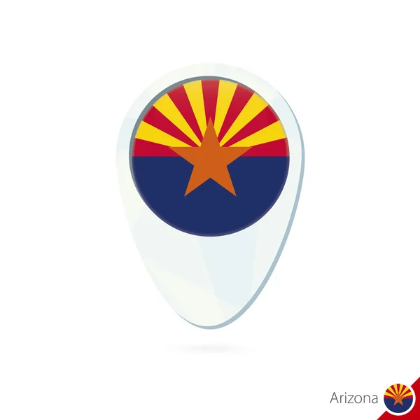 USA staat Arizona locatie kaart pin vlagpictogram op witte achtergrond. — Stockvector