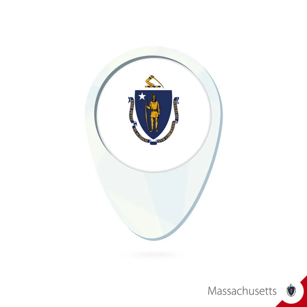 VS-staat Massachusetts vlag pin pictogram van de map van de locatie op witte achtergrond. — Stockvector