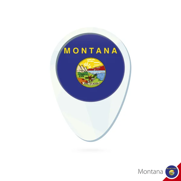 EE.UU. Estado Montana bandera ubicación mapa pin icono sobre fondo blanco . — Vector de stock