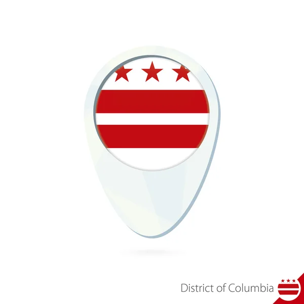 Stát USA District of Columbia vlajka poloha mapa pin ikona. — Stockový vektor