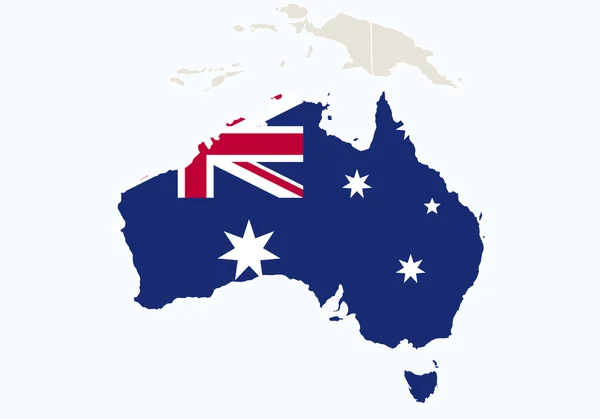 Oceania z podświetloną Mapa Australii. — Wektor stockowy