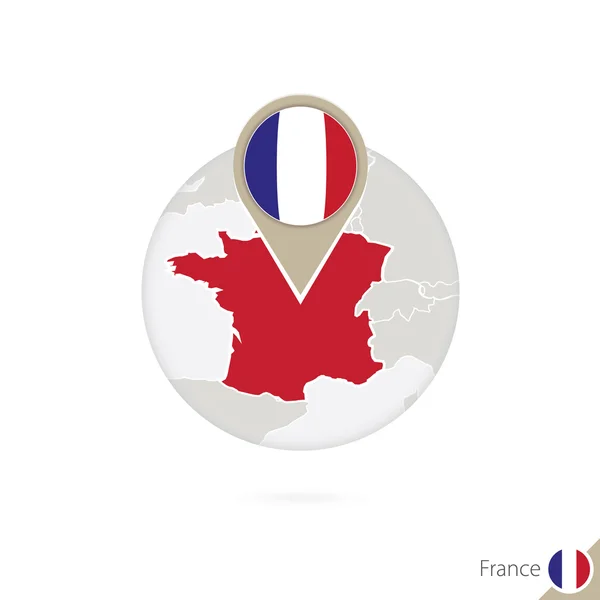 France map and flag in circle. Map of France, France flag pin. — Stock vektor